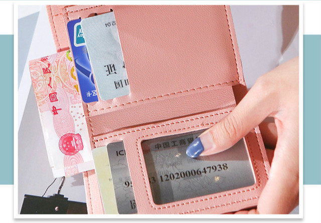 Portfel damski krótki koreański mały PU składany moda posiadacz karty prosty kopertówka dla dziewczyny - Wianko - 9