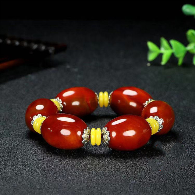 Ręcznie rzeźbiona bransoletka Jade kryształowa z czerwonym agatem - modne dodatki szczęścia dla mężczyzn i kobiet - Wianko - 3