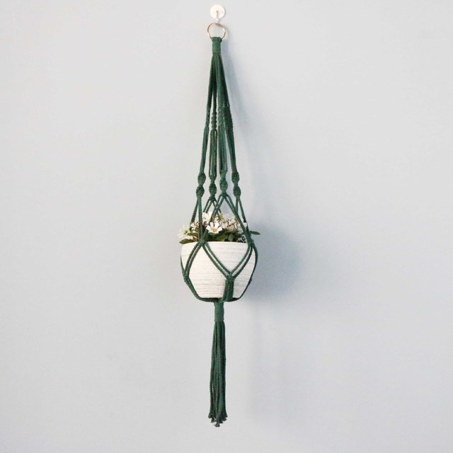Kolorowy makrama wiszący kosz z ręcznie wykonaną rośliną, bawełnianą liną i dekoracją pokoju - Wianko - 11