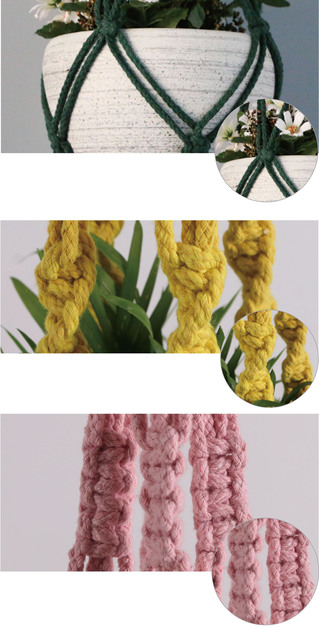 Kolorowy makrama wiszący kosz z ręcznie wykonaną rośliną, bawełnianą liną i dekoracją pokoju - Wianko - 8