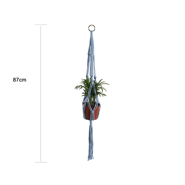 Kolorowy makrama wiszący kosz z ręcznie wykonaną rośliną, bawełnianą liną i dekoracją pokoju - Wianko - 6