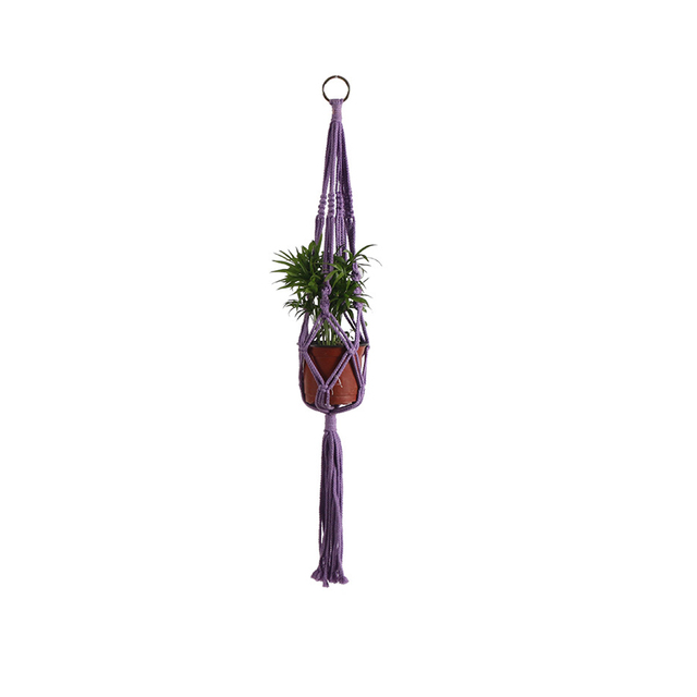 Kolorowy makrama wiszący kosz z ręcznie wykonaną rośliną, bawełnianą liną i dekoracją pokoju - Wianko - 7