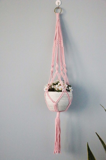 Kolorowy makrama wiszący kosz z ręcznie wykonaną rośliną, bawełnianą liną i dekoracją pokoju - Wianko - 9