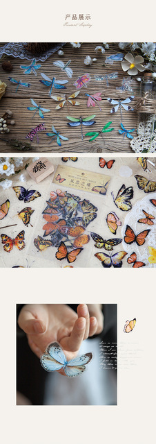 Naklejki motyle Scrapbooking 40 szt./paczka pamiętnik papiernicze estetyczne grzyby pamiętnik Bullet Journal - Wianko - 7
