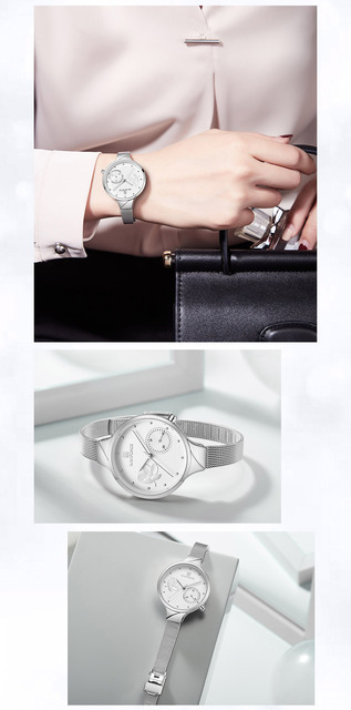 Nowy zegarek damski NAVIFORCE, marka luksusowa, bransoletka ze stali, kolor srebrny, Relogio Feminino - Wianko - 12