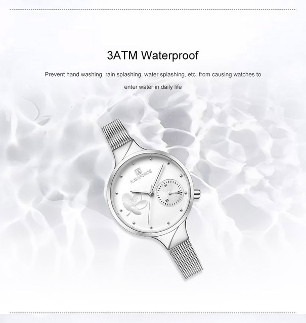 Nowy zegarek damski NAVIFORCE, marka luksusowa, bransoletka ze stali, kolor srebrny, Relogio Feminino - Wianko - 6