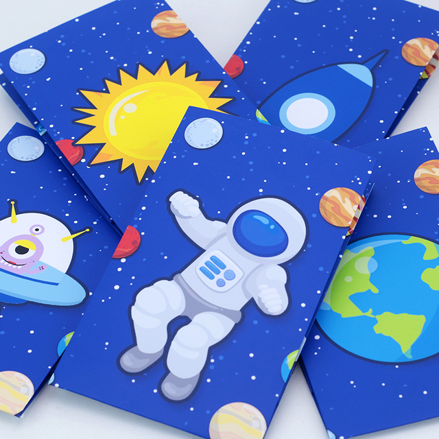 Astronautyczne torby na prezenty - idealne do pakowania cukierków na urodzinową imprezę! Dekoracje Spaceman dla dzieci w formie papierowej rakiety i Ziemia - Wianko - 13