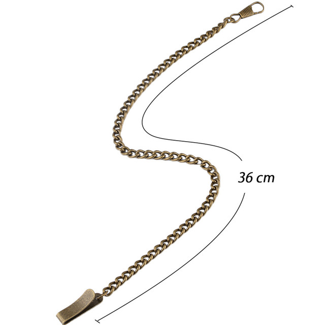 Łańcuszek kieszonkowy z brązową/srebrną/złotą klamrą, wiszącą czarną kieszenią i łańcuszkami - Wianko - 2