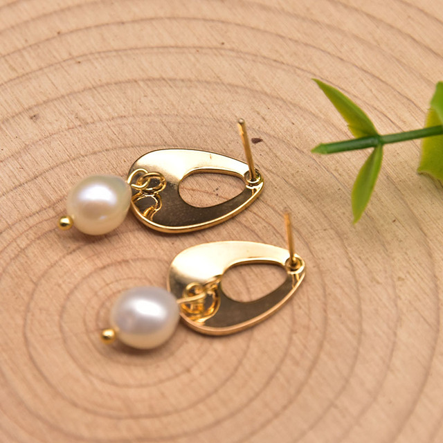 Xlentag wisiorek kolczyki damskie z naturalną perłą - geometryczny wzór, doskonały na ślub i zaręczyny - ekskluzywny prezent biżuteryjny - Wianko - 8