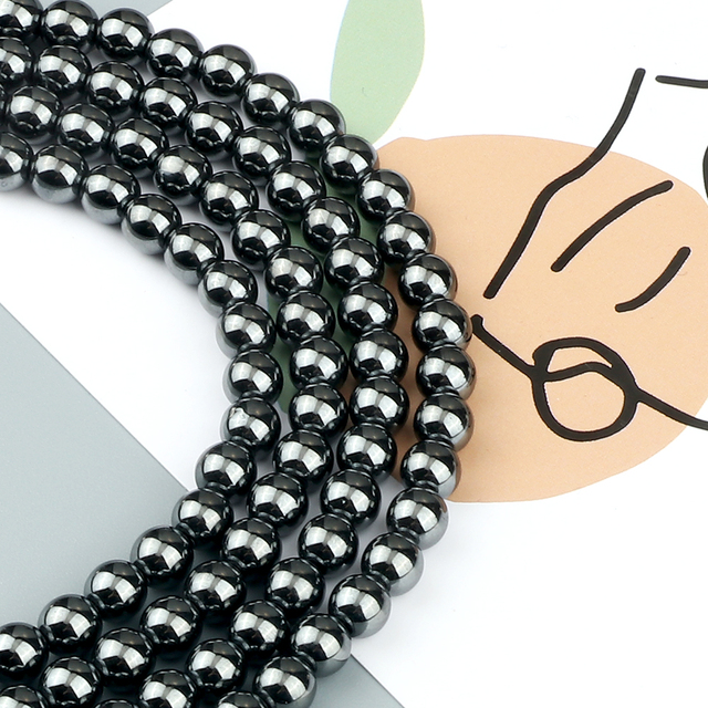 Koraliki naturalne hematytu czarne, polerowane, kształt okrągły, luźne - do biżuterii DIY, bransoletki, naszyjniki, prezenty, nowy - Wianko - 13