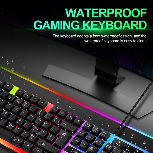 Klawiatura do gier i mysz przewodowa z podświetlaniem w tęczowych kolorach – ergonomiczne rozwiązania dla graczy na komputerze i laptopie - Wianko - 4