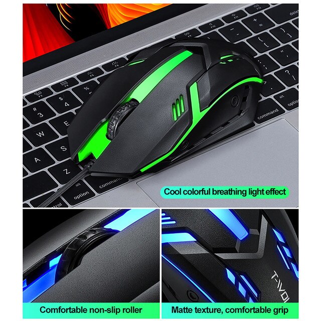 Klawiatura do gier i mysz przewodowa z podświetlaniem w tęczowych kolorach – ergonomiczne rozwiązania dla graczy na komputerze i laptopie - Wianko - 9