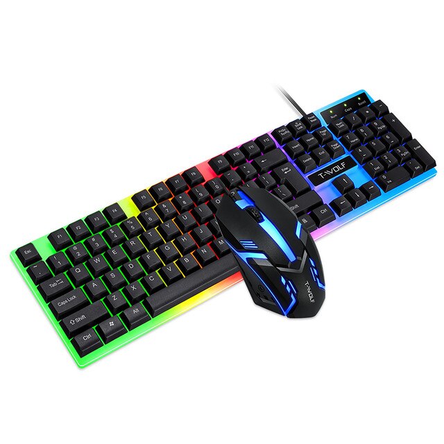 Klawiatura do gier i mysz przewodowa z podświetlaniem w tęczowych kolorach – ergonomiczne rozwiązania dla graczy na komputerze i laptopie - Wianko - 16