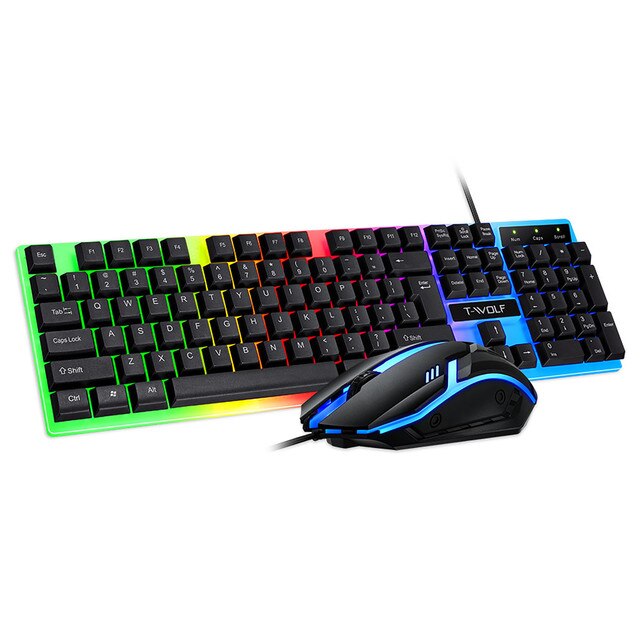 Klawiatura do gier i mysz przewodowa z podświetlaniem w tęczowych kolorach – ergonomiczne rozwiązania dla graczy na komputerze i laptopie - Wianko - 15