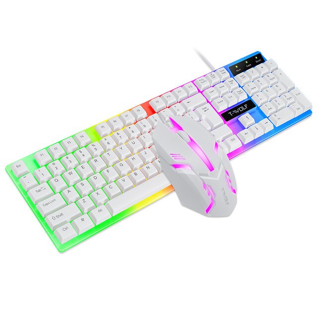 Klawiatura do gier i mysz przewodowa z podświetlaniem w tęczowych kolorach – ergonomiczne rozwiązania dla graczy na komputerze i laptopie - Wianko - 18