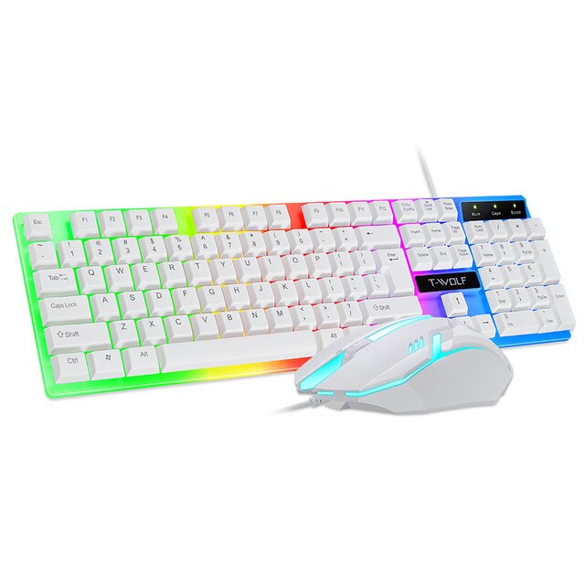 Klawiatura do gier i mysz przewodowa z podświetlaniem w tęczowych kolorach – ergonomiczne rozwiązania dla graczy na komputerze i laptopie - Wianko - 17