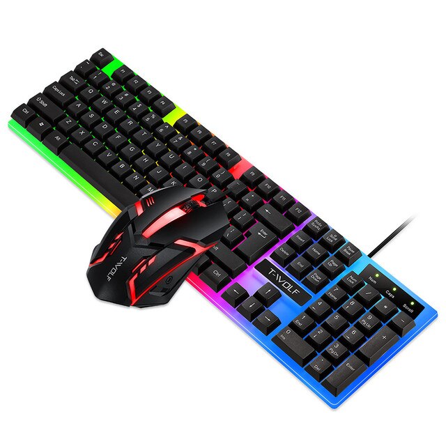 Klawiatura do gier i mysz przewodowa z podświetlaniem w tęczowych kolorach – ergonomiczne rozwiązania dla graczy na komputerze i laptopie - Wianko - 19