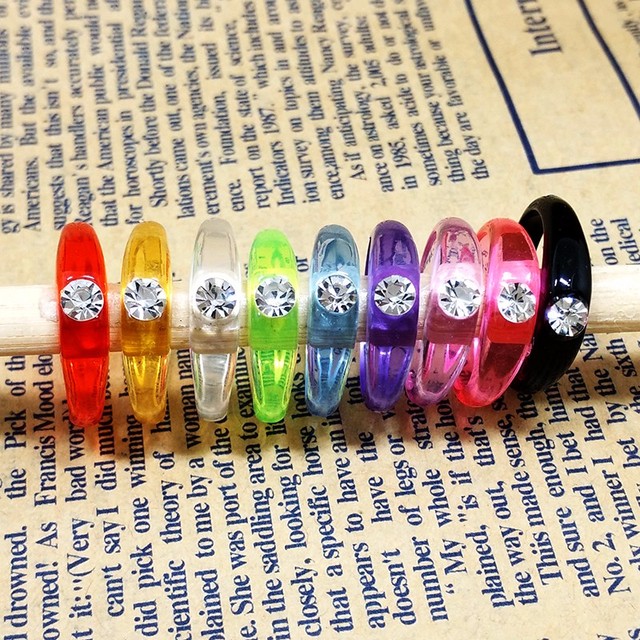Dziecięce pierścienie błyszczące kryształowe Rhinestone (20 sztuk) różne kolory urodzinowy prezent dla dziewczyny (hurtowa cena) - Wianko - 7