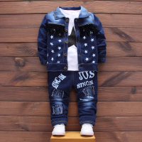 Zestaw odzieży dla chłopców: dżinsowa kurtka, koszula i dżinsy z nadrukiem gwiazd - Wianko - 33
