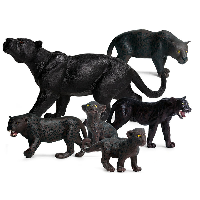 Mini figurka czarnego leoparda - symulacja rysunku geparda - model zwierzęcy do dekoracji domu i ogrodu - Wianko - 1