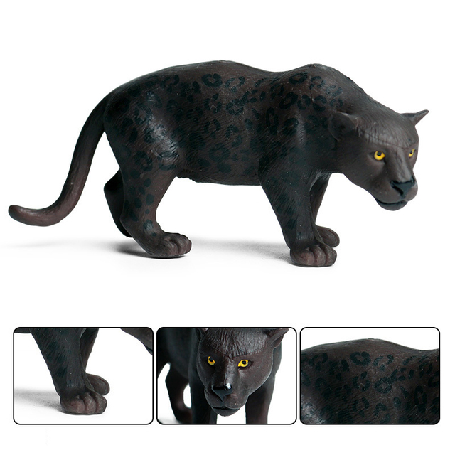 Mini figurka czarnego leoparda - symulacja rysunku geparda - model zwierzęcy do dekoracji domu i ogrodu - Wianko - 10