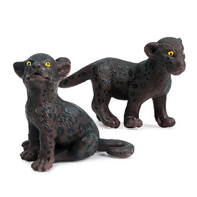 Mini figurka czarnego leoparda - symulacja rysunku geparda - model zwierzęcy do dekoracji domu i ogrodu - Wianko - 2