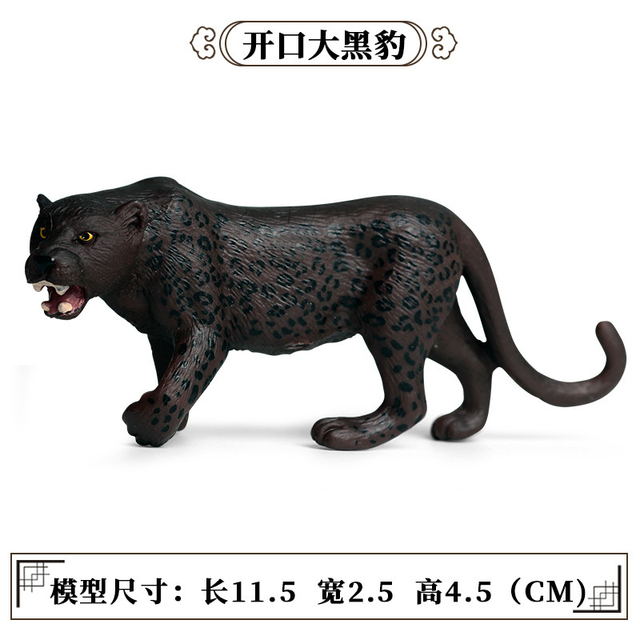 Mini figurka czarnego leoparda - symulacja rysunku geparda - model zwierzęcy do dekoracji domu i ogrodu - Wianko - 11