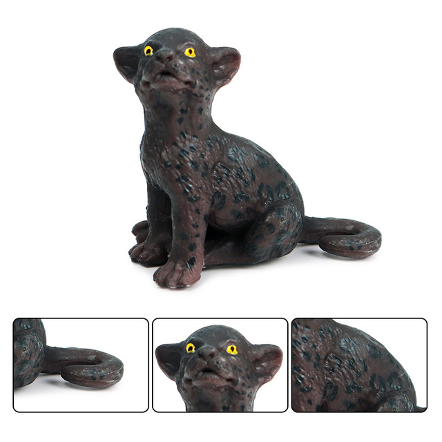 Mini figurka czarnego leoparda - symulacja rysunku geparda - model zwierzęcy do dekoracji domu i ogrodu - Wianko - 7