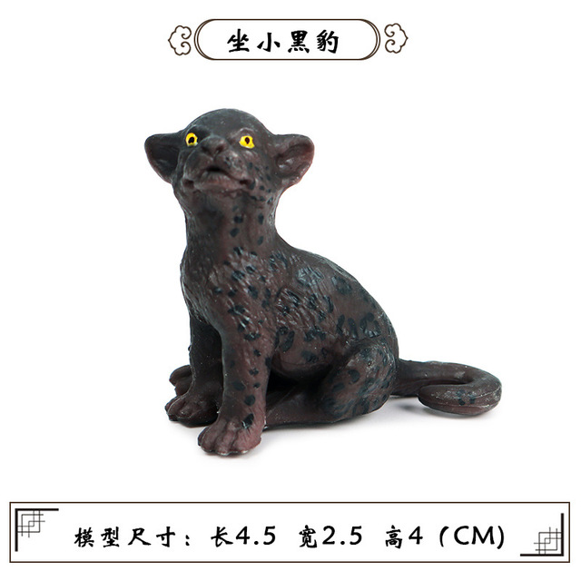 Mini figurka czarnego leoparda - symulacja rysunku geparda - model zwierzęcy do dekoracji domu i ogrodu - Wianko - 5