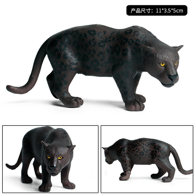 Mini figurka czarnego leoparda - symulacja rysunku geparda - model zwierzęcy do dekoracji domu i ogrodu - Wianko - 9