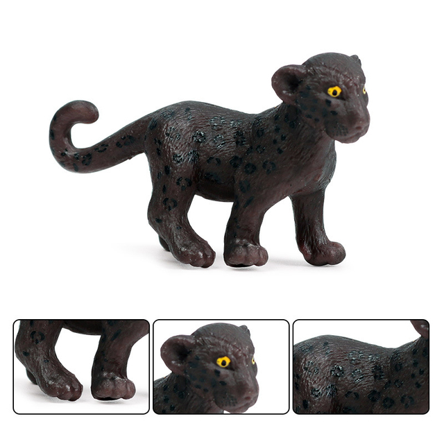 Mini figurka czarnego leoparda - symulacja rysunku geparda - model zwierzęcy do dekoracji domu i ogrodu - Wianko - 4