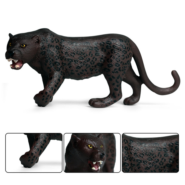 Mini figurka czarnego leoparda - symulacja rysunku geparda - model zwierzęcy do dekoracji domu i ogrodu - Wianko - 12