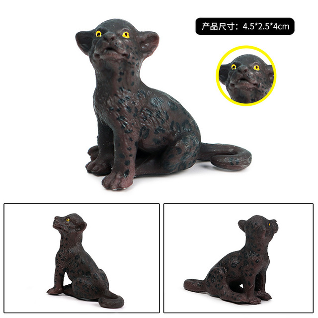 Mini figurka czarnego leoparda - symulacja rysunku geparda - model zwierzęcy do dekoracji domu i ogrodu - Wianko - 6