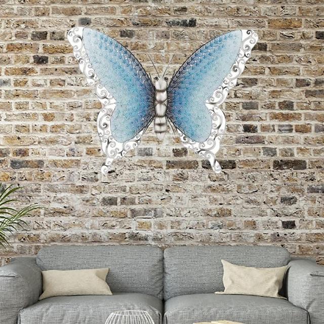 Dekoracyjny metalowy motyl do powieszenia - symulacja rzemiosła, zewnętrzna i wewnętrzna dekoracja ścian, ornament domowy - Wianko - 12