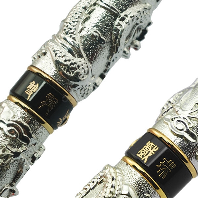 Długopis kulkowy Jinhao biznes podwójny smok gra perła, metalowy, ciężki, złoty z możliwością grawerowania W/pudełko - Wianko - 4