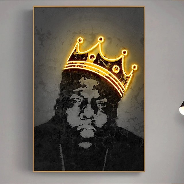 Plakat ścienny: Travis Scott, Biggie, 2pac – hip-hopowe gwiazdy Neon, raperzy moda, obraz na płótnie  Bar Cafe, salon, dekoracja domu - Wianko - 4