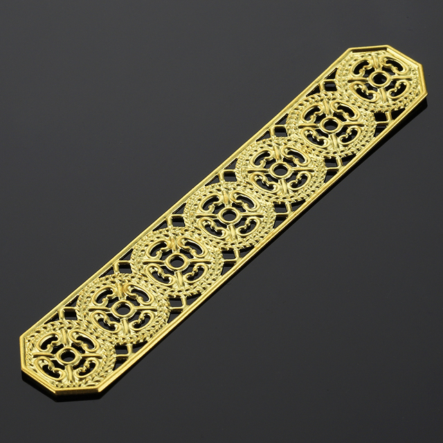 10 sztuk drążących taśm Charms o wymiarach 82x15mm w złotym i srebrnym kolorze, wykonanych z mosiądzu, filigranowych złącz do tworzenia biżuterii DIY - Wianko - 7