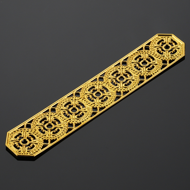 10 sztuk drążących taśm Charms o wymiarach 82x15mm w złotym i srebrnym kolorze, wykonanych z mosiądzu, filigranowych złącz do tworzenia biżuterii DIY - Wianko - 8