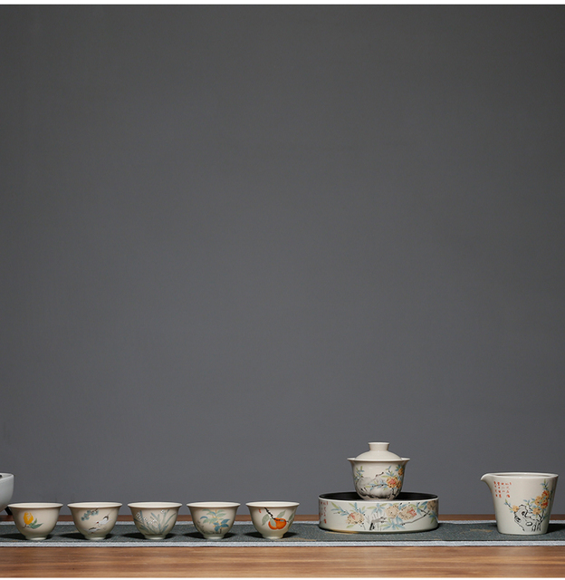 Zestaw 4 handmade naczyń do herbaty - Filiżanki ceramika Dehua Persimmon wzór - Wianko - 14