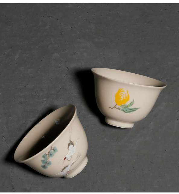Zestaw 4 handmade naczyń do herbaty - Filiżanki ceramika Dehua Persimmon wzór - Wianko - 6