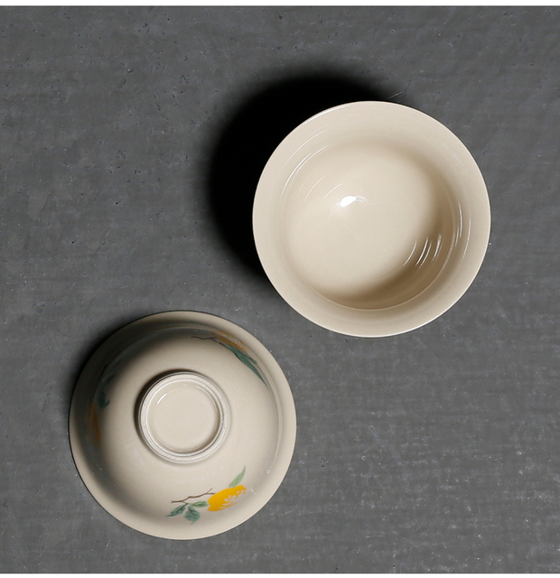 Zestaw 4 handmade naczyń do herbaty - Filiżanki ceramika Dehua Persimmon wzór - Wianko - 8