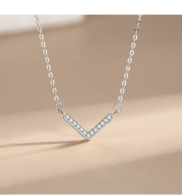 Naszyjnik geometryczny wyczuwalny 925 Sterling Silver z czystym kamieniem imitującym diament - dla kobiet i dziewcząt - Wianko - 8