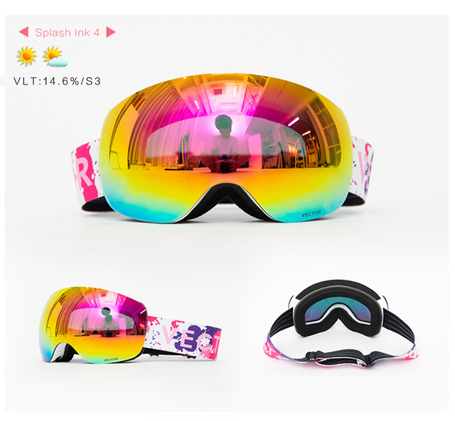 Okulary narciarskie VECTOR z podwójną warstwą UV400, antyfogiem, dużymi maskami i profesjonalnymi okularami do narciarstwa i snowboardu dla mężczyzn i kobiet - Wianko - 25