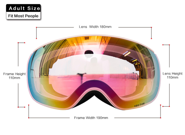 Okulary narciarskie VECTOR z podwójną warstwą UV400, antyfogiem, dużymi maskami i profesjonalnymi okularami do narciarstwa i snowboardu dla mężczyzn i kobiet - Wianko - 21