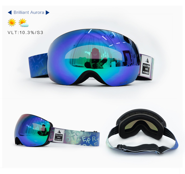 Okulary narciarskie VECTOR z podwójną warstwą UV400, antyfogiem, dużymi maskami i profesjonalnymi okularami do narciarstwa i snowboardu dla mężczyzn i kobiet - Wianko - 32