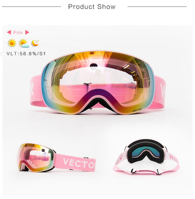 Okulary narciarskie VECTOR z podwójną warstwą UV400, antyfogiem, dużymi maskami i profesjonalnymi okularami do narciarstwa i snowboardu dla mężczyzn i kobiet - Wianko - 23
