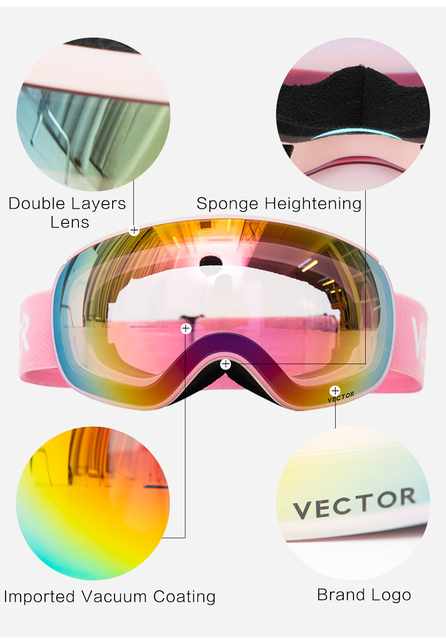 Okulary narciarskie VECTOR z podwójną warstwą UV400, antyfogiem, dużymi maskami i profesjonalnymi okularami do narciarstwa i snowboardu dla mężczyzn i kobiet - Wianko - 18
