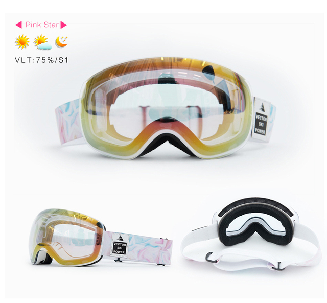 Okulary narciarskie VECTOR z podwójną warstwą UV400, antyfogiem, dużymi maskami i profesjonalnymi okularami do narciarstwa i snowboardu dla mężczyzn i kobiet - Wianko - 28