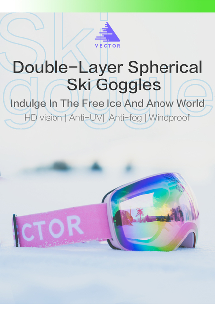 Okulary narciarskie VECTOR z podwójną warstwą UV400, antyfogiem, dużymi maskami i profesjonalnymi okularami do narciarstwa i snowboardu dla mężczyzn i kobiet - Wianko - 1