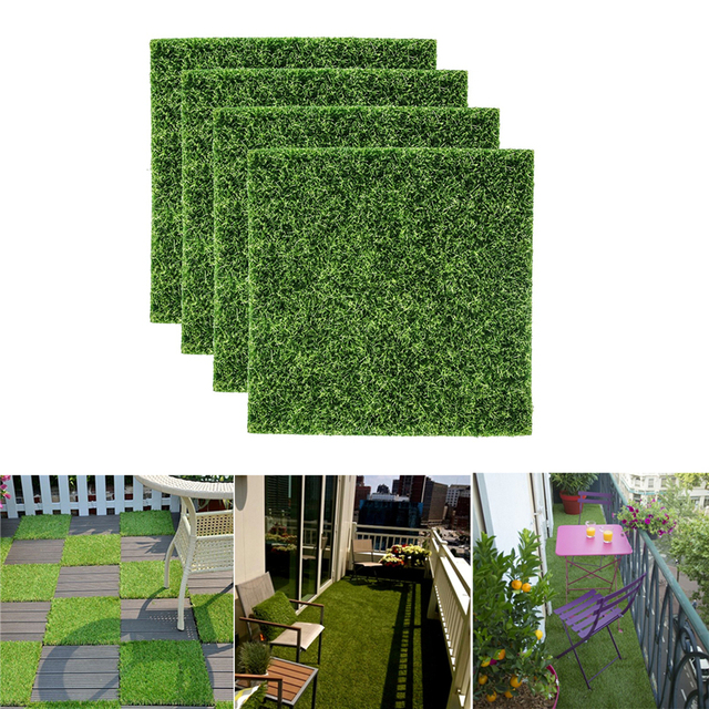 Mata sztucznej trawy zielona, 4 sztuki, dekoracja krajobrazu domowego - Wianko - 1